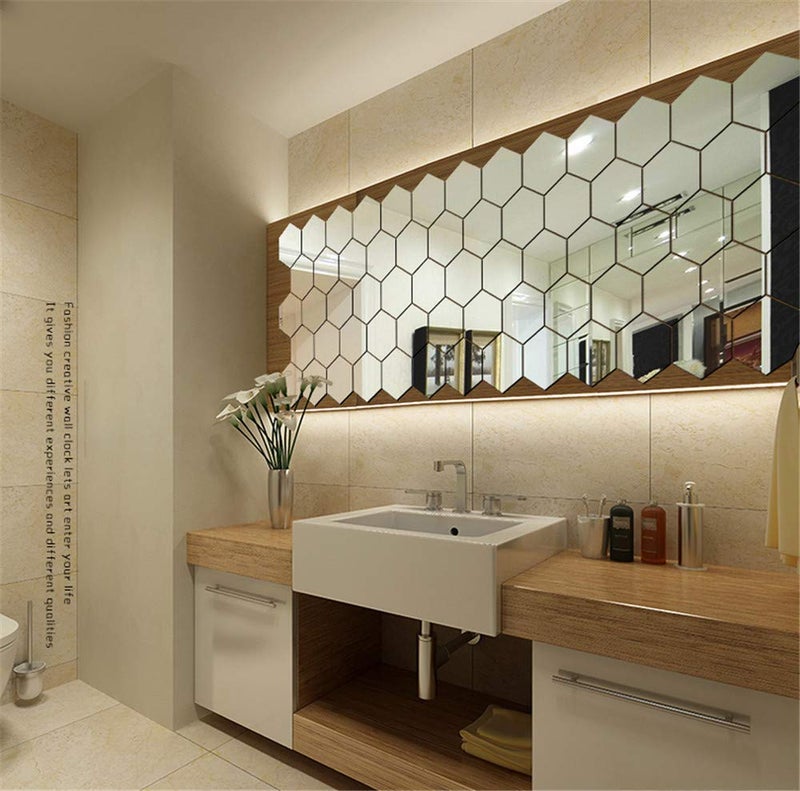 KimDaro 3D Hexagon Acrylic Mirror Wall Decor - Self Adhesive Tiles (15 PCS) - Image 5